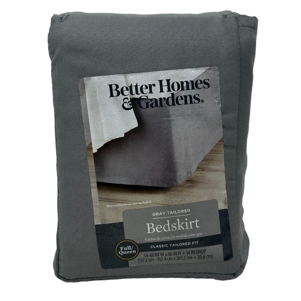 NEW Better Homes & Gardens Full/Queen Bedskirt Gray Classic Tailored Fit Bedding